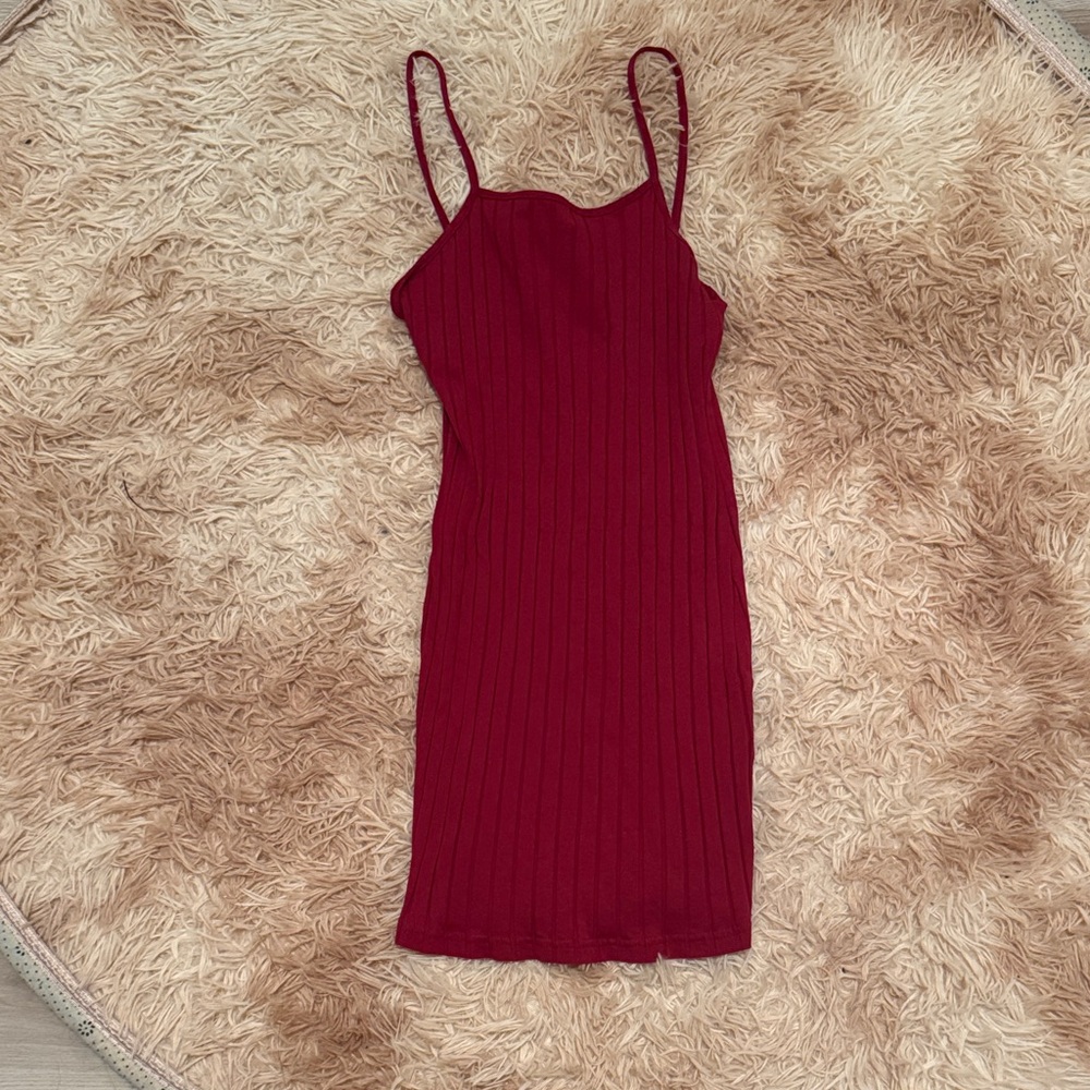 SHEIN Red Ribbed Dress